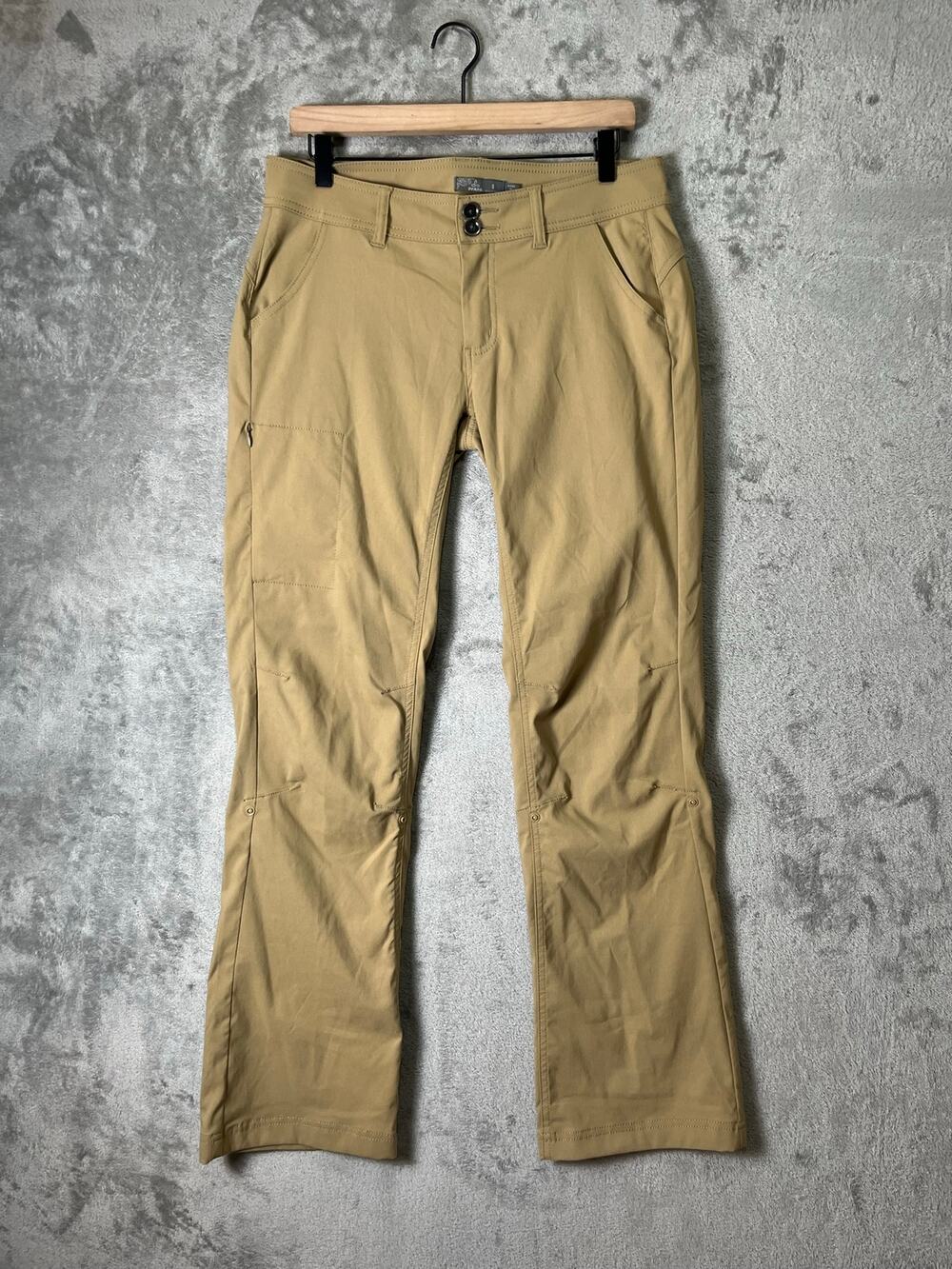 prAna Halle Pant Khaki Tan Stretch Zion Bootcut Hiking Travel Pants Women's 8